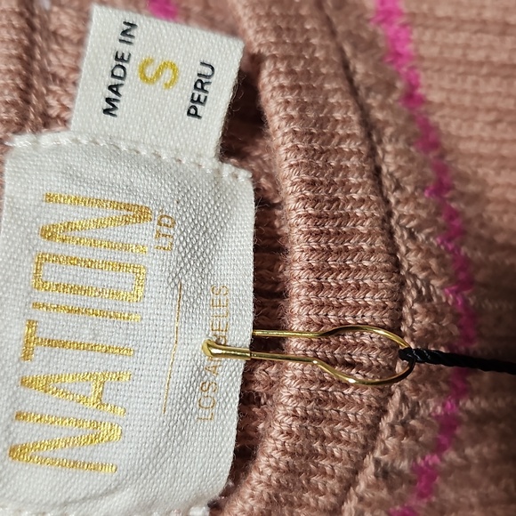 Nation LTD Ribbed Crew Neck Sweater - Pink and Tan Small New - Picture 7 of 8